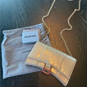 Balenciaga Metallic Gold Croc-Embossed Clutch